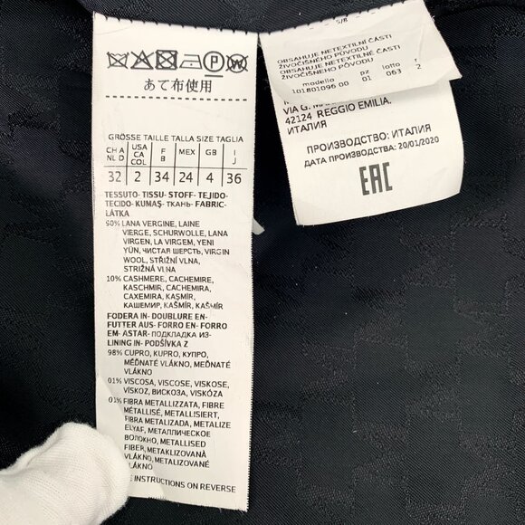 MaxMara Double-Breasted Belted Wool & Cashmere Coat Black XS Made In Italy - Picture 3 of 7